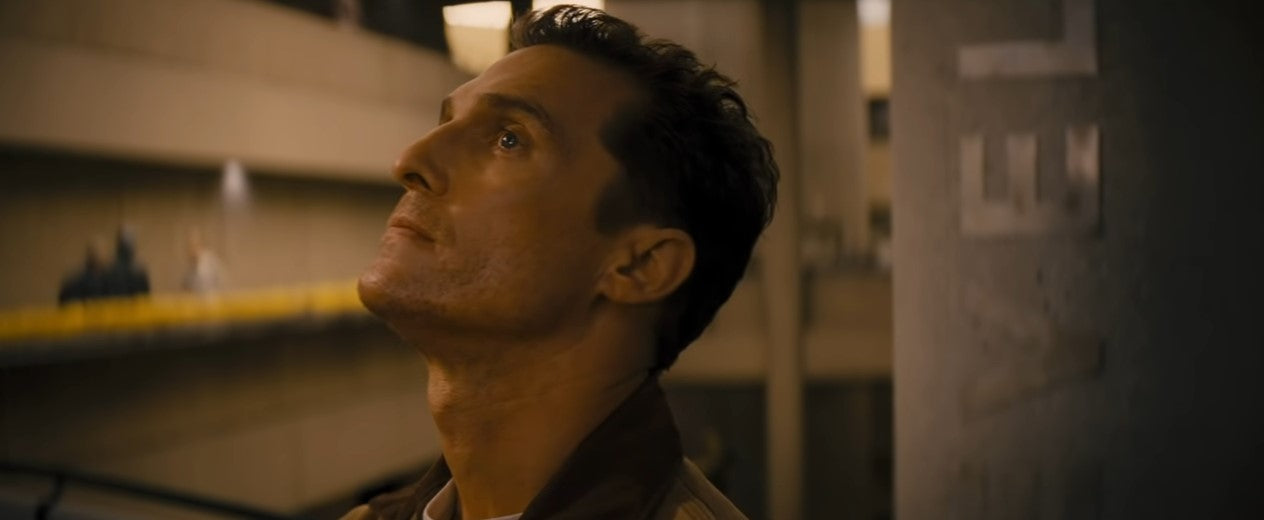 Matthew Mcconaughey as seen in Interstellar. Concept of Hollywood actors and hair loss.